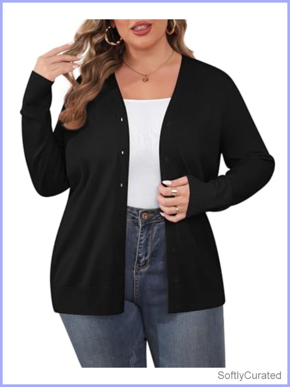 Plus Size Cardigan Long Sleeve Lightweight Sweater